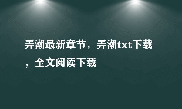 弄潮最新章节，弄潮txt下载，全文阅读下载