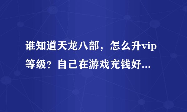 谁知道天龙八部，怎么升vip等级？自己在游戏充钱好慢，听说有专门升的服务器，谁知道的说下