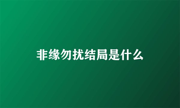 非缘勿扰结局是什么