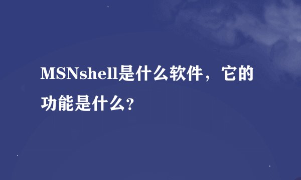 MSNshell是什么软件，它的功能是什么？