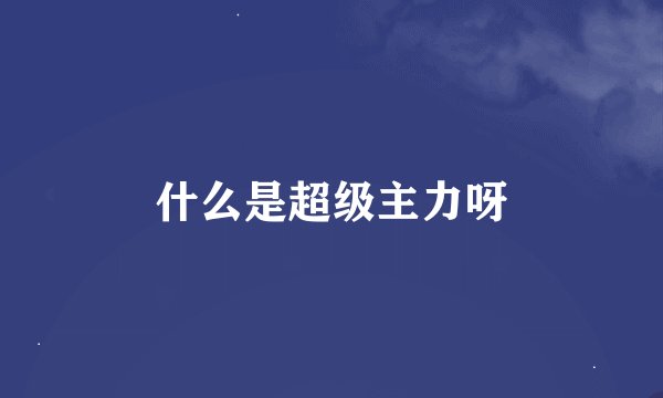 什么是超级主力呀