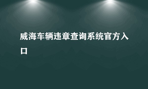 威海车辆违章查询系统官方入口