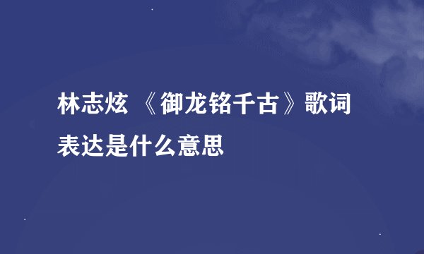 林志炫 《御龙铭千古》歌词表达是什么意思