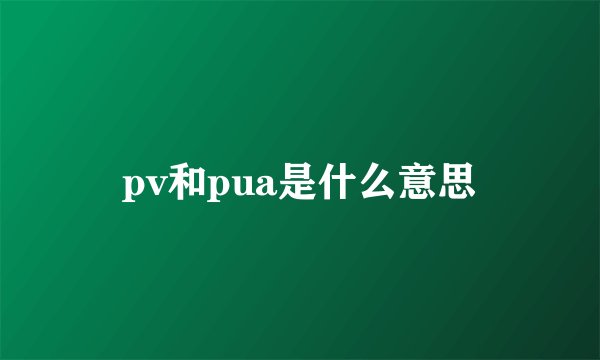 pv和pua是什么意思