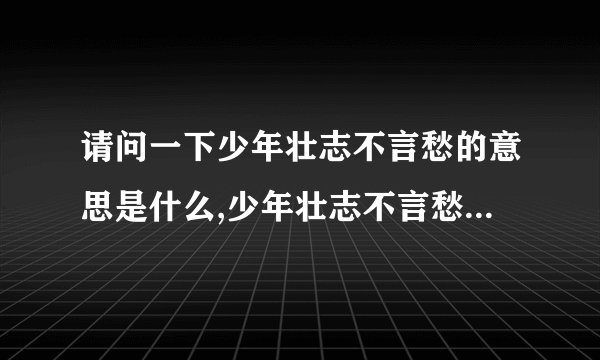 请问一下少年壮志不言愁的意思是什么,少年壮志不言愁的释义？