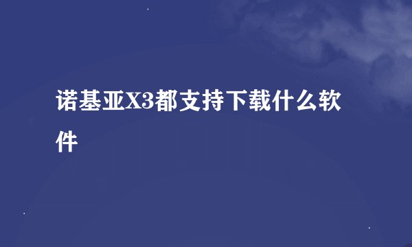 诺基亚X3都支持下载什么软件