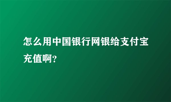 怎么用中国银行网银给支付宝充值啊？