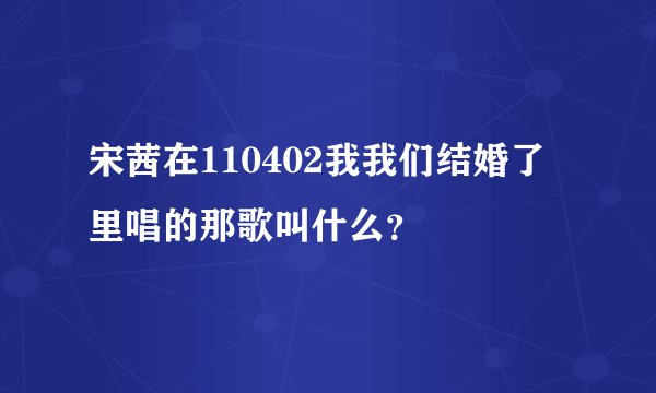 宋茜在110402我我们结婚了里唱的那歌叫什么？