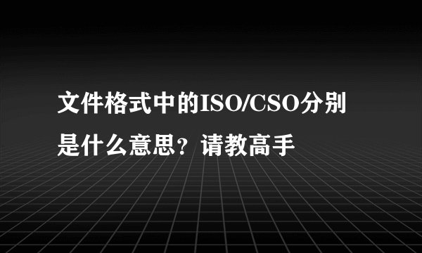 文件格式中的ISO/CSO分别是什么意思？请教高手