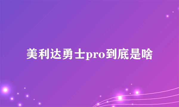 美利达勇士pro到底是啥
