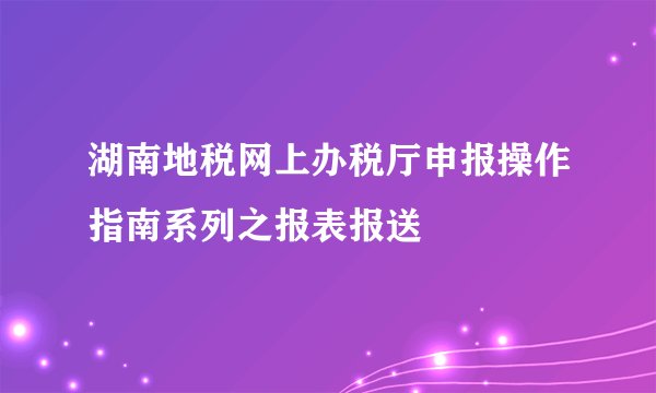 湖南地税网上办税厅申报操作指南系列之报表报送