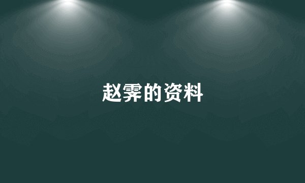 赵霁的资料