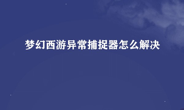 梦幻西游异常捕捉器怎么解决