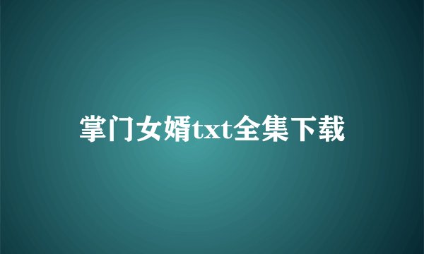 掌门女婿txt全集下载