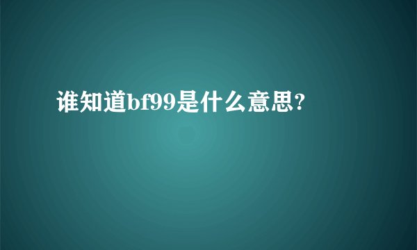 谁知道bf99是什么意思?