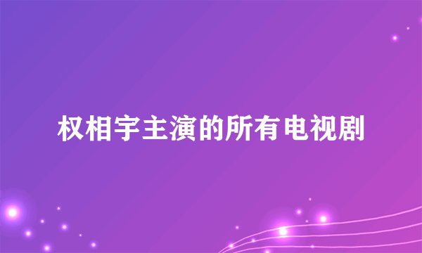权相宇主演的所有电视剧