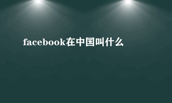 facebook在中国叫什么