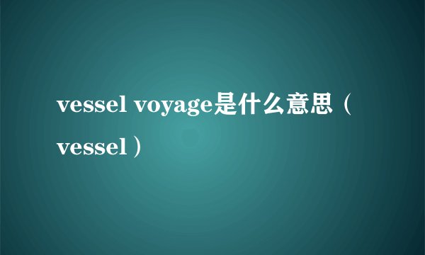 vessel voyage是什么意思（vessel）