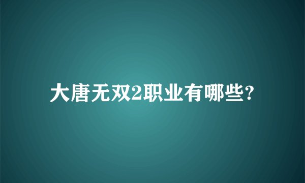 大唐无双2职业有哪些?