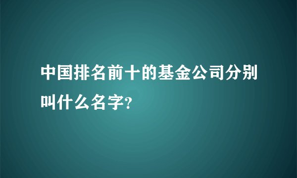中国排名前十的基金公司分别叫什么名字？