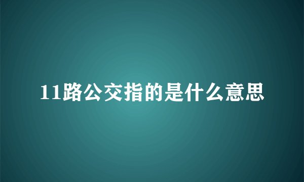 11路公交指的是什么意思