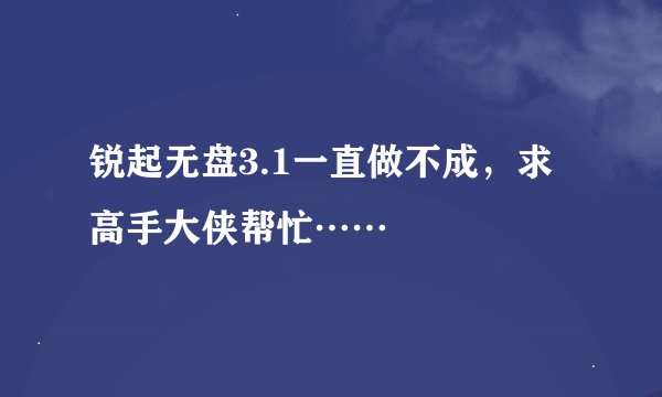 锐起无盘3.1一直做不成，求高手大侠帮忙……