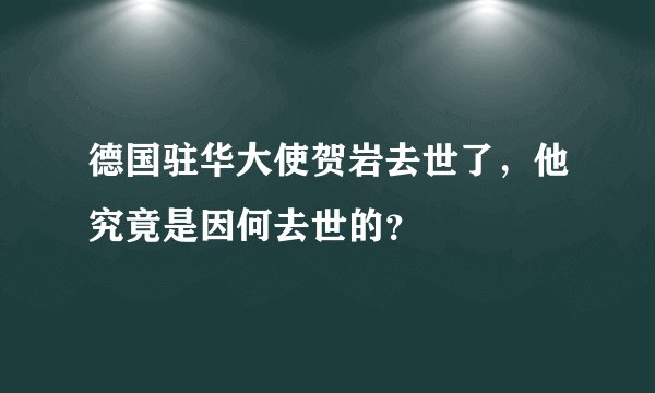 德国驻华大使贺岩去世了，他究竟是因何去世的？