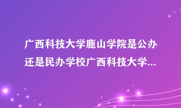 广西科技大学鹿山学院是公办还是民办学校广西科技大学鹿山学院是公办还是民办