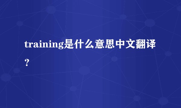 training是什么意思中文翻译？
