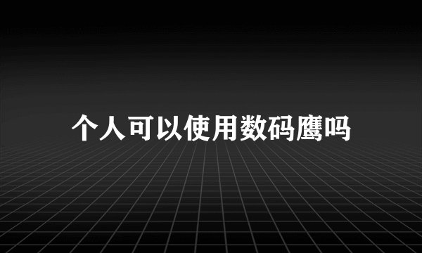 个人可以使用数码鹰吗