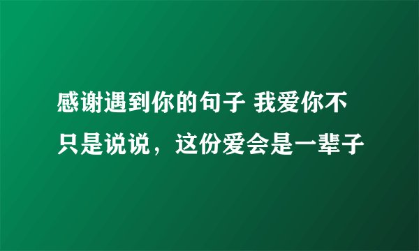 感谢遇到你的句子 我爱你不只是说说，这份爱会是一辈子