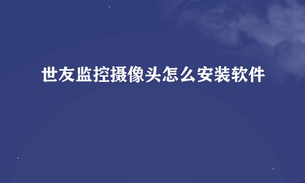 世友监控摄像头怎么安装软件