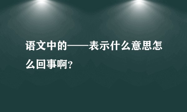 语文中的——表示什么意思怎么回事啊？