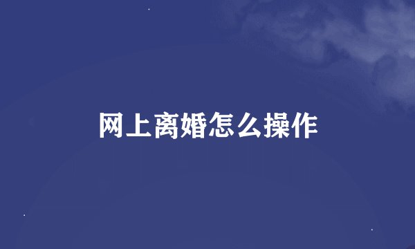 网上离婚怎么操作