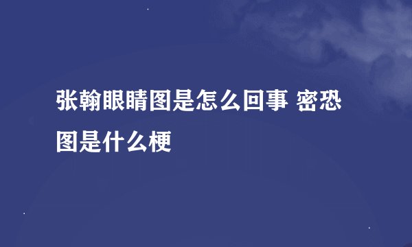 张翰眼睛图是怎么回事 密恐图是什么梗