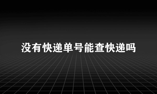 没有快递单号能查快递吗