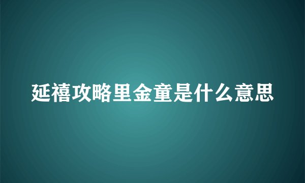 延禧攻略里金童是什么意思