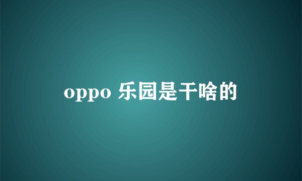 oppo 乐园是干啥的