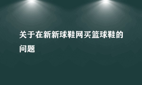 关于在新新球鞋网买篮球鞋的问题