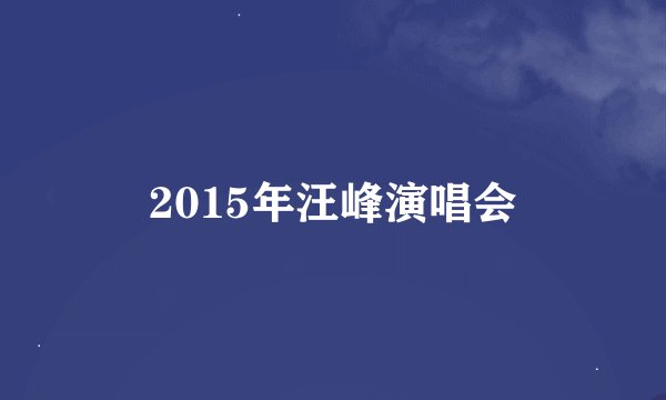 2015年汪峰演唱会
