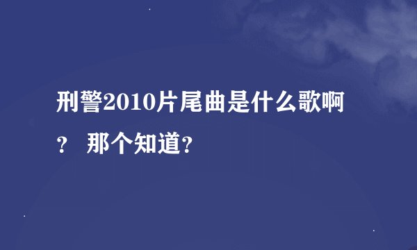 刑警2010片尾曲是什么歌啊 ？ 那个知道？