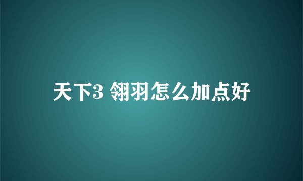 天下3 翎羽怎么加点好