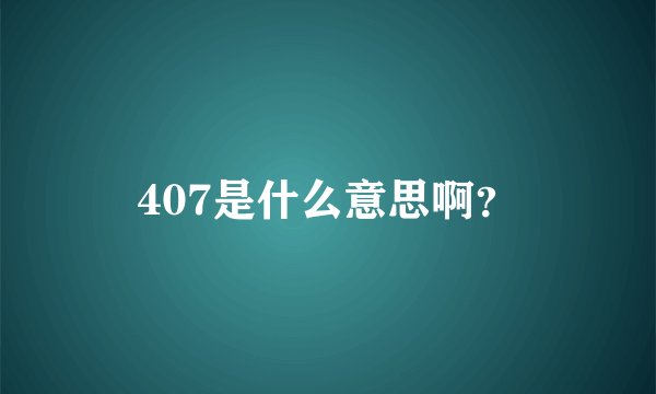 407是什么意思啊？