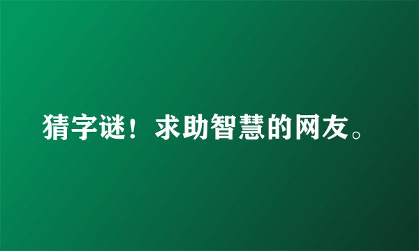 猜字谜！求助智慧的网友。