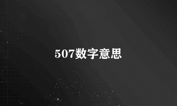 507数字意思