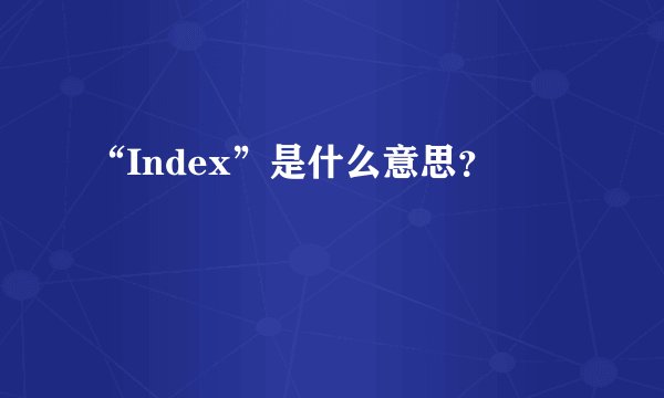 “Index”是什么意思？