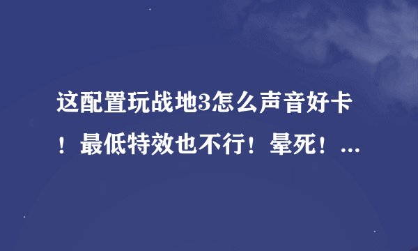 这配置玩战地3怎么声音好卡！最低特效也不行！晕死！6790的显示卡啊啊