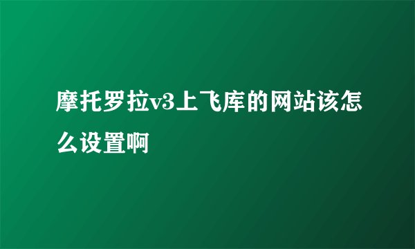 摩托罗拉v3上飞库的网站该怎么设置啊