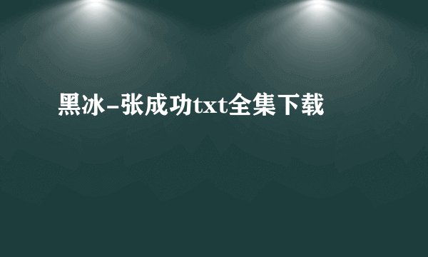 黑冰-张成功txt全集下载