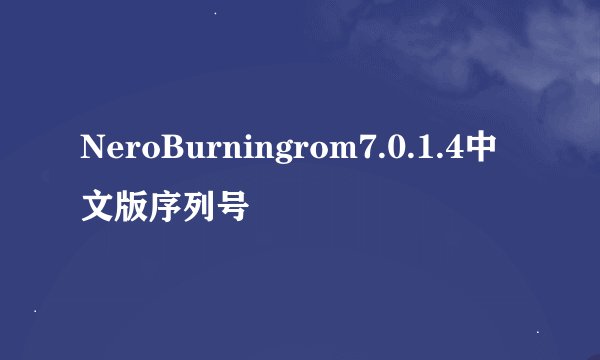 NeroBurningrom7.0.1.4中文版序列号